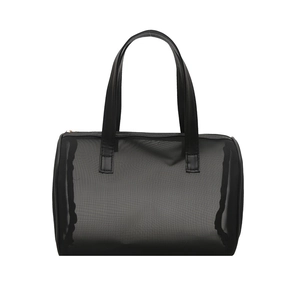 Bolso tote de malla negra de gran capacidad con asas de piel sintética para verano