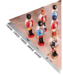 Handcrafted wooden nutcracker ornaments with vibrant red and blue finish for holiday decor