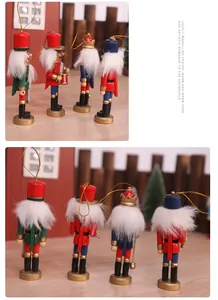 Detailed back and side view of four handcrafted wooden Nutcracker soldier ornaments