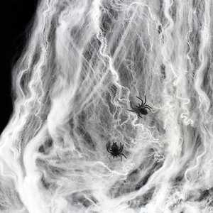 Halloween Spider Web Decoration With Plastic Spiders Artificial Stretchable Fiber Cobweb Haunted House Party Prop Layout