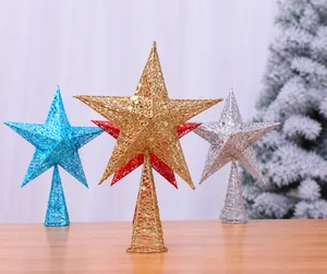 Cimes de sapin en fer pailleté en or argent bleu et rouge pour décor de Noël
