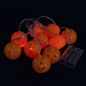 Halloween decorative pumpkin string lights with 10 LED glowing lanterns and battery box