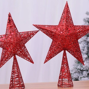 Cimiers de sapin de Noël en forme d'étoile rouge scintillante en deux tailles variées