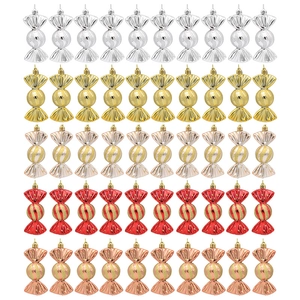 50-piece set of colorful plated candy-shaped Christmas tree hanging ornaments in five colors