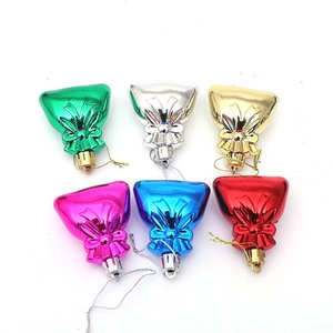 Colorful 6-piece Christmas tree gift bag ornaments with festive bows and metallic finish