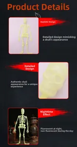 Glow-in-the-dark 32cm Halloween skeleton prop showing day and night fluorescent effects