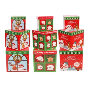 Three-piece Christmas gift box set with festive Santa and reindeer illustrations