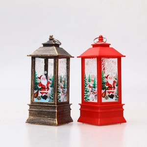 Farolillos navideños rojos y bronce con Papá Noel y renos para decoración festiva
