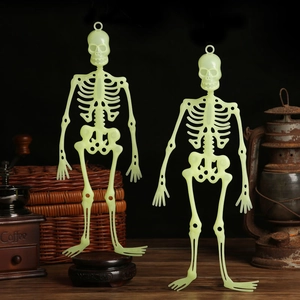 Halloween Glow In The Dark Human Skeleton Prop Luminous Plastic Hanging Decoration For Haunted House Party Secret Room Decor