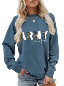 Détails du sweat Army Wife avec imprimé camouflage et col rond pour femmes