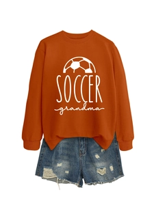 Detail of soccer grandma sweatshirt with ribbed cuffs and distressed denim shorts set