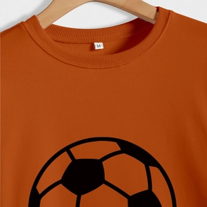 Bright orange Soccer Grandma long sleeve sweatshirt with large black football print