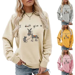 Sweatshirt Femme Pullover Col Rond Manches Longues Imprimé Graphique Drôle Mélange Coton Casual Streetwear Tops
