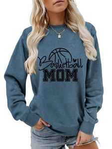 Close-up of ribbed cuffs and high-quality fabric texture on this navy basketball mom sweatshirt