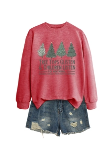 Set felpa rossa Tree Tops Glisten e pantaloncini in denim blu in posa piatta