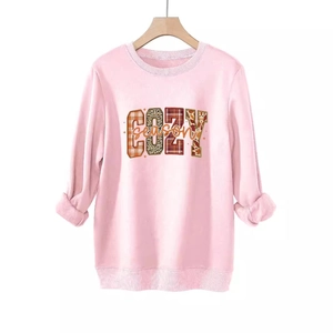 Sudadera de Mujer de Cuello Redondo Manga Larga Estampado Cozy Season Leopardo Cuadros Hoja de Arce Pullover de Vellón Cálido Casual Holgado