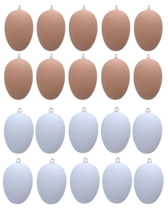 Set of 20 white and brown Easter eggs with hanging loops for DIY crafts and decor