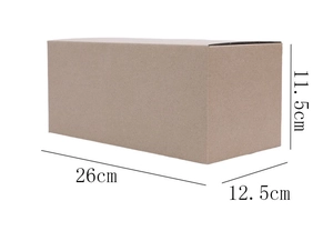 Dimensioni della scatola di imballaggio in cartone marrone: 26cm x 12,5cm x 11,5cm per coniglio