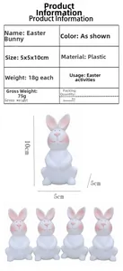 Detailed view of a cute pink and white Easter bunny ornament with precise dimensions