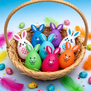Easter Bunny Egg Decorations Plastic Simulation Rabbit Egg Ornament For Home Party Decor Cartoon Bunny Festive Toys Gift