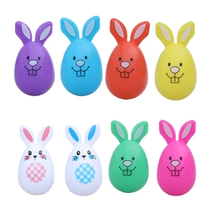 Set of 8 colorful Easter bunny figurines with egg shapes for festive party decorations