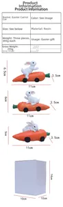 Detailed size specifications for resin Easter bunny riding carrot car figurines