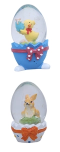 Detalles de bolas de nieve de Pascua con lindas figuras de resina de conejo y pollito