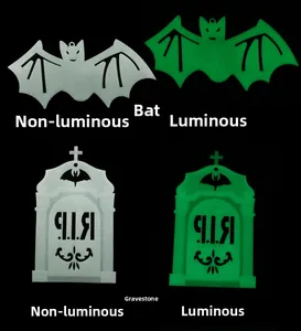 Glow in the dark Halloween bat and tombstone pendants with luminous resin material