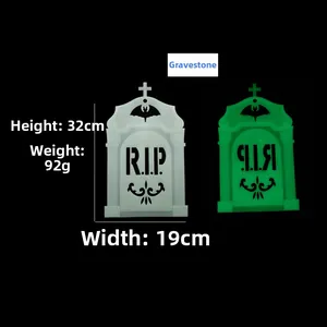 Luminous Halloween RIP tombstone decor showing 32cm height and glow effect in the dark