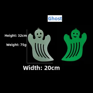 Luminous ghost Halloween decor dimensions showing 32cm height and green glow effect