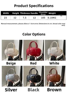 Detailed size specifications for the PU leather bowling bag with multi-angle color views