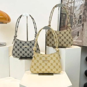 Borse a mano retrò in jacquard a quadri per donna nei colori grigio, giallo e marrone