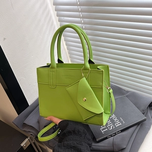 Women Fashion PU Leather Handbag And Mini Pouch Retro Urban Simple Tote Bag For Commute Dating Solid Color Crossbody Bag