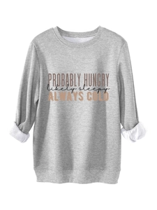 Detail of grey sweatshirt with white fleece lining and letter print design