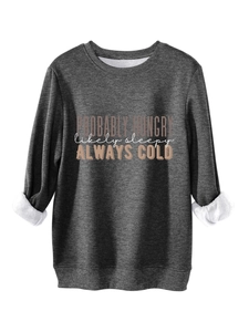 Detail of warm sherpa fleece lining inside the dark grey slogan printed sweatshirt