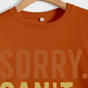 Sweat-shirt ample orange foncé avec imprimé SORRY vintage et col rond côtelé classique