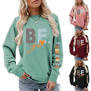 Sweat-shirt Femme Décontracté Col Rond Imprimé Lettres Cœur Graphique Manches Longues Pullover Ample Streetwear Top