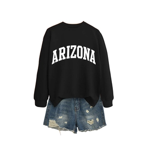 Women's Arizona graphic sweatshirt and distressed denim shorts casual two-piece outfit