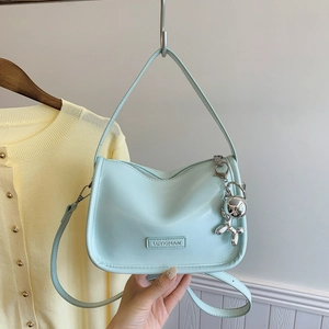 Damen PU Leder Unterarm Umhängetasche 2025 Neue Mode Crossbody Kleine Quadratische Tasche Mit Metallischem Ballonhund Anhänger