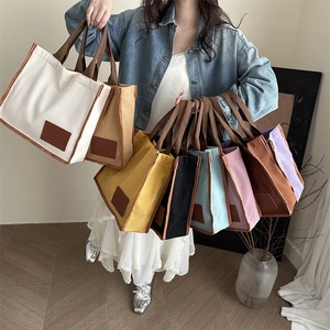 Fashion Corduroy Canvas Tote Bag For Women Large Capacity Shoulder Bag Casual Contrast Piping Commuter Underarm Handbag