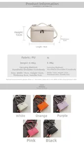 Detailed dimension guide and color options for the PU leather crossbody lunch bag