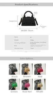 Detailed sizing and material specifications for this textured PU leather mini handbag