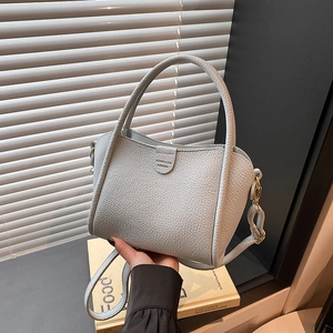 Lychee Pattern PU Leather Crossbody Bag Women Handheld Bucket Tote Shoulder Handbag For Commuting Daily Simple Urban Style