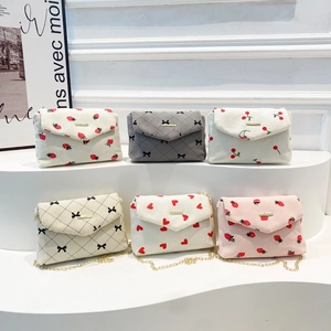 Fashion corduroy envelope bags with golden chain strap and bows in various patterns