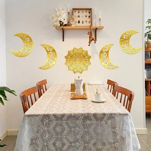 5-teiliges Set Wandaufkleber mit goldener Mond- und Mandala-Sonne für Wohnzimmer