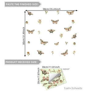 Bohemian glow butterflies and flowers wall stickers set for home decor DIY layout