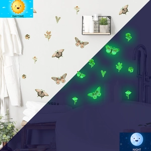 Luminous Bohemia Butterfly Wall Stickers PVC Glow In The Dark Daisy Flower Leaf Green Luminous Home Decor Wall Sticker