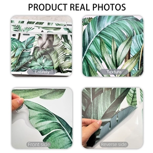 Dettaglio dell'adesivo murale con foglie tropicali con texture e retro autoadesivo