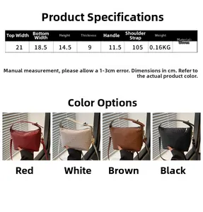 Guide des tailles et dimensions pour le petit sac Boston tissé en plusieurs couleurs