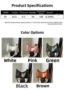 Tableau des tailles détaillé pour sac fourre-tout en cuir PU avec diverses couleurs